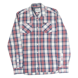 PEPE JEANS Mens White & Blue Check Shirt M Casual Cotton Long Sleeve Button Down