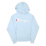 CHAMPION Mens Blue Pullover Hoodie S Classic Logo Cotton Blend Casual