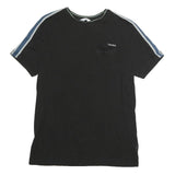 CALVIN KLEIN Mens Black & Blue Graphic T-Shirt S Short Sleeve Crew Neck Cotton