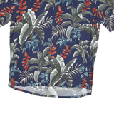 BATIK BAY Mens Blue Rayon Hawaiian Shirt L Tropical Leaf Print Short Sleeve