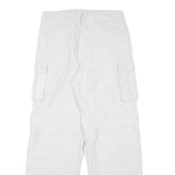 NASTY Womens White Relaxed Cargo Trousers W28 L28 Polyester Blend Button Closure