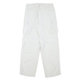 NASTY Womens White Relaxed Cargo Trousers W28 L28 Polyester Blend Button Closure