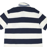 TOMMY HILFIGER Mens Blue & White Striped Short Sleeve Polo Shirt XL Cotton Blend