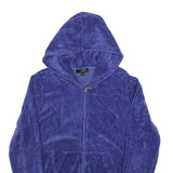 JUICY COUTURE Womens Blue Hoodie L Plush Zip Up Drawstring Hood