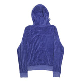 JUICY COUTURE Womens Blue Hoodie L Plush Zip Up Drawstring Hood