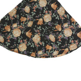 Womens Black Floral Cotton Blend Swing Midi Skirt M Flared Patterned