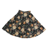 Womens Black Floral Cotton Blend Swing Midi Skirt M Flared Patterned