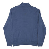 POLO RALPH LAUREN Mens Blue Rib Knit Half Zip Patterned Jumper XL Cotton Blend