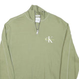 CALVIN KLEIN JEANS Mens Green Half Zip XS Cotton Blend Sweatshirt
