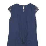 ZARA Womens Blue Polyester Blend Day Jersey Dress Short Sleeve S Stylish Casual