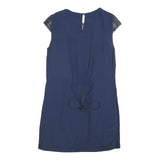 ZARA Womens Blue Polyester Blend Day Jersey Dress Short Sleeve S Stylish Casual
