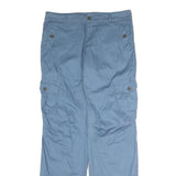 SUMMER BASIC Womens Regular Cargo Blue Cotton Blend Trousers W34 L32 Zip Pockets
