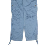 SUMMER BASIC Womens Regular Cargo Blue Cotton Blend Trousers W34 L32 Zip Pockets