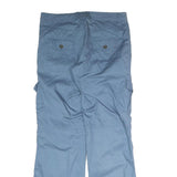 SUMMER BASIC Womens Regular Cargo Blue Cotton Blend Trousers W34 L32 Zip Pockets