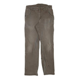 CARHARTT Mens Regular Fit Straight Cotton Blend Brown Workwear Trousers W32 L30