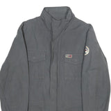 NAPAPIJRI Mens Grey L Jacket Zip Cotton Plain Utility Casual Outdoor