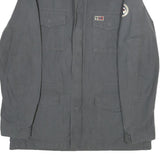 NAPAPIJRI Mens Grey L Jacket Zip Cotton Plain Utility Casual Outdoor