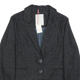 WHITE STUFF Womens Black Wool Blend Blazer Tailored Button UK 14 Plain Jacket