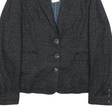 WHITE STUFF Womens Black Wool Blend Blazer Tailored Button UK 14 Plain Jacket