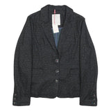 WHITE STUFF Womens Black Wool Blend Blazer Tailored Button UK 14 Plain Jacket