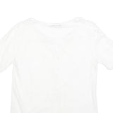 GERARD DAREL Womens White Blouse Short Sleeve Round Neck S Lace Detail Buttons