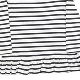 BROOME STREET Womens Black & White Striped Ruffle Hem Top 3/4 Sleeve Boat Neck