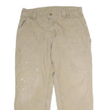 CARHARTT Mens Cotton Blend Beige Relaxed Straight Trousers W34 L28 Workwear