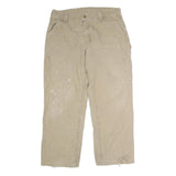CARHARTT Mens Cotton Blend Beige Relaxed Straight Trousers W34 L28 Workwear