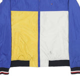 TOMMY HILFIGER Mens Blue Yellow & White Zip Bomber Jacket M Polyester