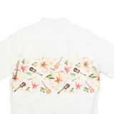 ALOHA MO'I Mens White & Pink Hawaiian Cotton Blend Shirt L Tropical Floral Uk