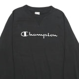 CHAMPION Mens Black Cotton Blend Crew Neck Sweatshirt M Logo Embroidered