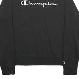CHAMPION Mens Black Cotton Blend Crew Neck Sweatshirt M Logo Embroidered