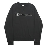 CHAMPION Mens Black Cotton Blend Crew Neck Sweatshirt M Logo Embroidered