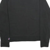 CHAMPION Mens Black Cotton Blend Crew Neck Sweatshirt M Logo Embroidered