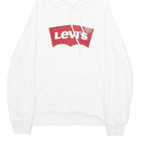 LEVI'S Mens White Hoodie S Cotton Blend Pullover Drawstring Hooded Sweatshirt
