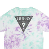 GUESS Womens White & Purple Tie Dye T-Shirt S Short Sleeve Crew Neck Cotton