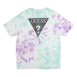 GUESS Womens White & Purple Tie Dye T-Shirt S Short Sleeve Crew Neck Cotton