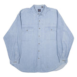 SAUGATUCK Mens Blue Shirt 2XL Cotton Denim Long Sleeve Casual Relaxed Fit