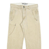 LEVI'S Mens Beige Cotton Blend Regular Straight Trousers W34 L28 Casual Zip
