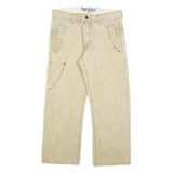 LEVI'S Mens Beige Cotton Blend Regular Straight Trousers W34 L28 Casual Zip