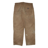 DICKIES Mens Cotton Blend Brown Regular Fit Straight Leg Trousers W33 L29