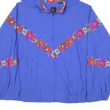 LIZ SPORT Womens Blue Polyester Blend Zip Hooded Jacket XL Abstract Pattern