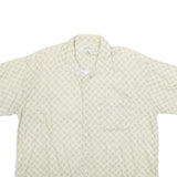 NATURAL ISSUE Mens Cream Patterned Shirt XL Cotton Short Sleeve Casual