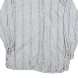 Womens Grey Striped Basic Shirt Long Sleeve Collared Size M Casual Everyday