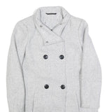 Womens Grey Button Front Jacket S Woven Classic Fit Workwear Stylish Outerwear