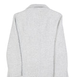 Womens Grey Button Front Jacket S Woven Classic Fit Workwear Stylish Outerwear