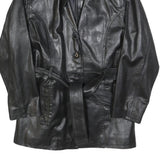 LONDON MARKET Womens Black Leather Jacket M Button Classic Timeless Outerwear