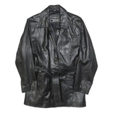 LONDON MARKET Womens Black Leather Jacket M Button Classic Timeless Outerwear
