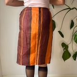 Giorgio Incontri Striped Midi Skirt - 26W UK 6 Orange Cotton Blend