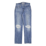 LEVI'S Womens Regular Blue Denim Stone Wash W29 L31 Distressed Zip Jeans